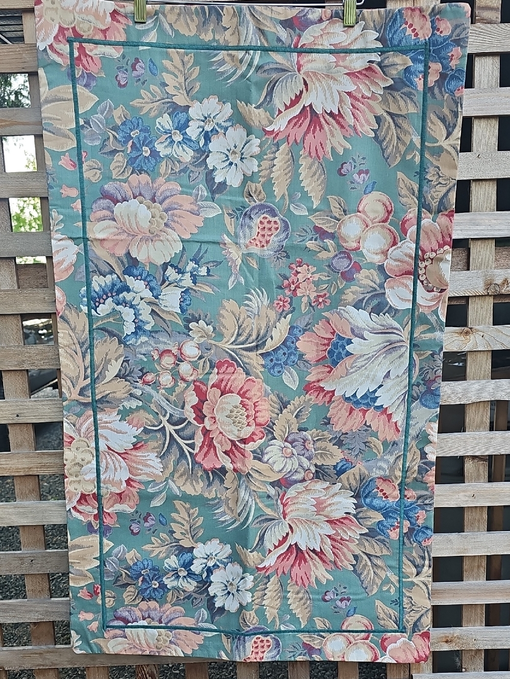Vintage Floral King Shams in Teal, Pink, Cream